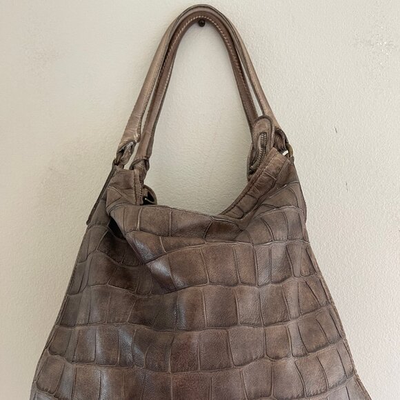 REPTILE's HOUSE Large Brown Faux Crocodile Leather Shoulder Bag: NWOT! - Picture 6 of 9